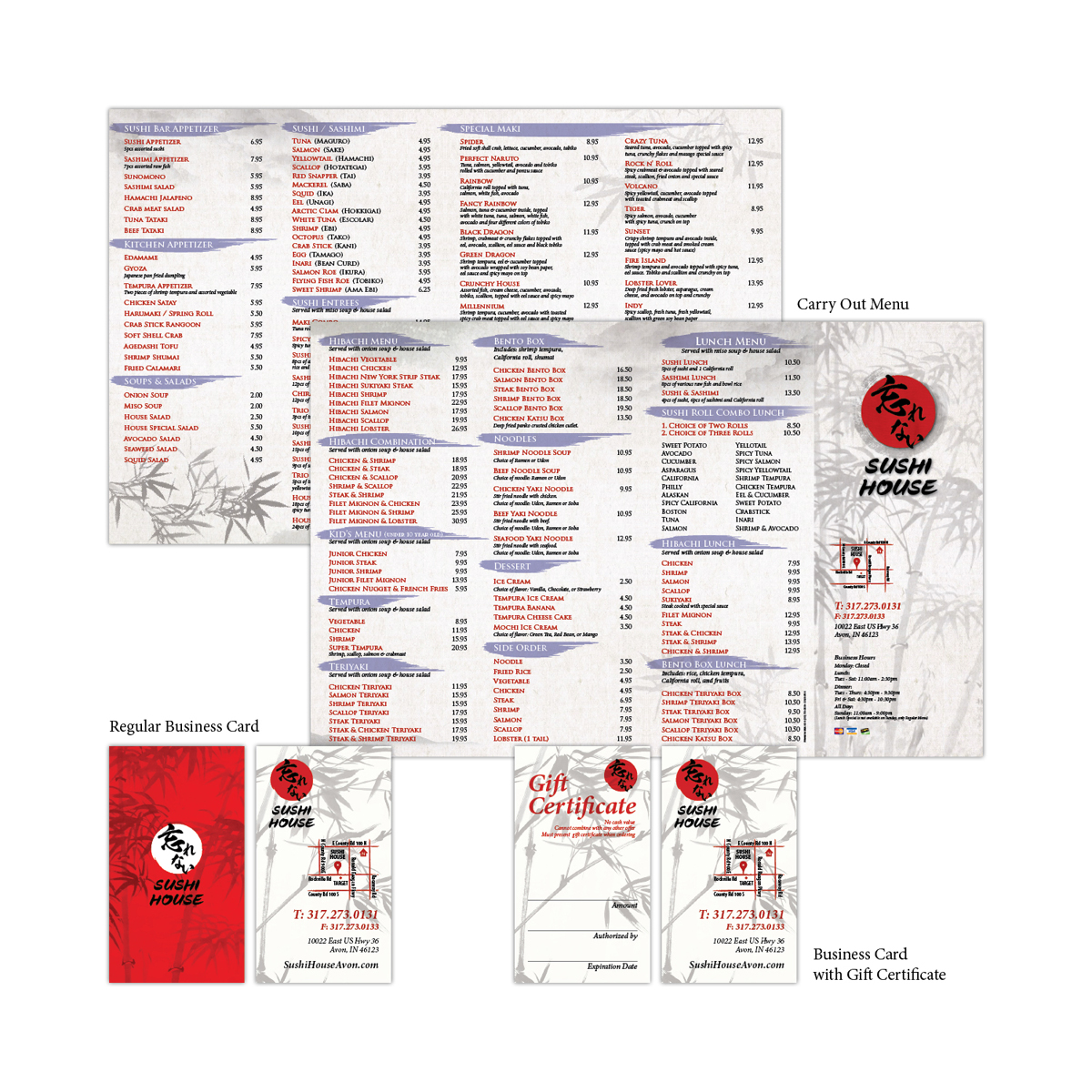 Carry Out Menu + Cards